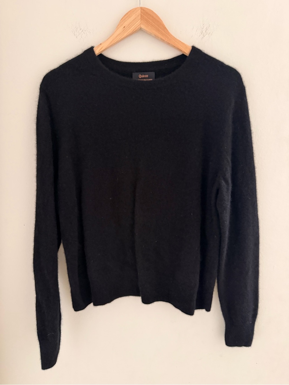 Quince 100% Mongolian Cashmere Crewneck Sweater Black Long Sleeve Knit XL Fall